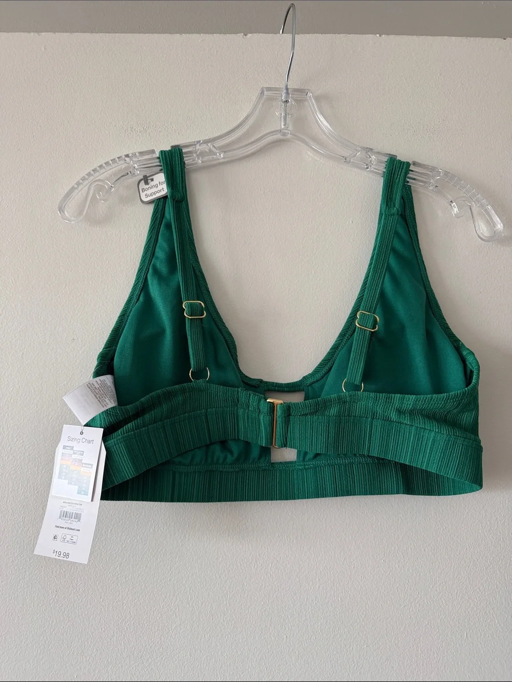 Emerald Green Strappy Lattice Time and Tru Ribbed Bikini Set Size M 8-10 NWT